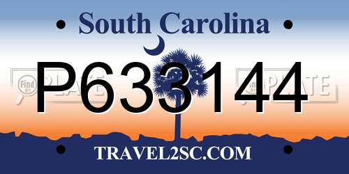 P633144 South Carolina License Plate