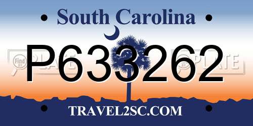 P633262 South Carolina License Plate