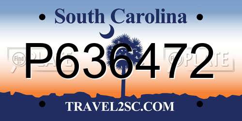 P636472 South Carolina License Plate