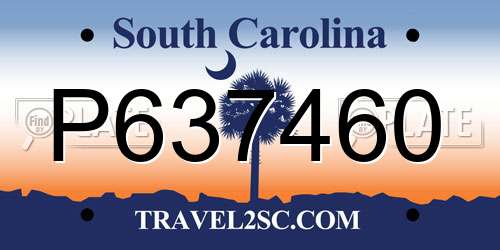 P637460 South Carolina License Plate