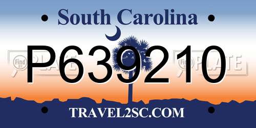 P639210 South Carolina License Plate