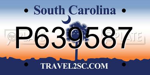 P639587 South Carolina License Plate