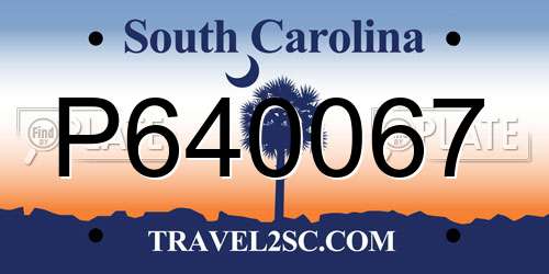 P640067 South Carolina License Plate