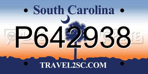 P642938 South Carolina License Plate