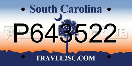 P643522 South Carolina License Plate