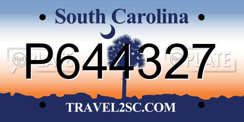 P644327 South Carolina License Plate