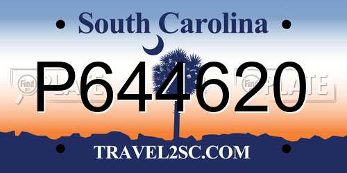 P644620 South Carolina License Plate