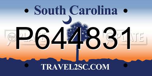 P644831 South Carolina License Plate