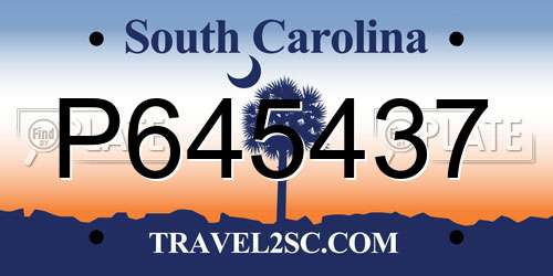 P645437 South Carolina License Plate