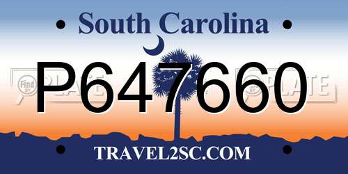 P647660 South Carolina License Plate