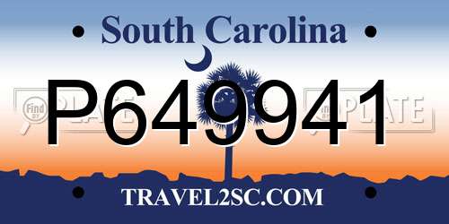 P649941 South Carolina License Plate