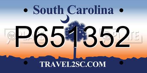 P651352 South Carolina License Plate