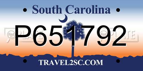 P651792 South Carolina License Plate