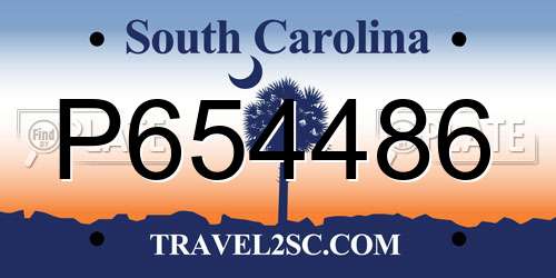 P654486 South Carolina License Plate