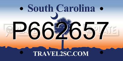 P662657 South Carolina License Plate