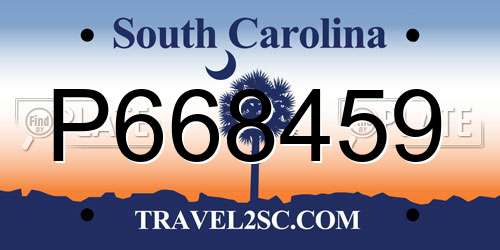 P668459 South Carolina License Plate