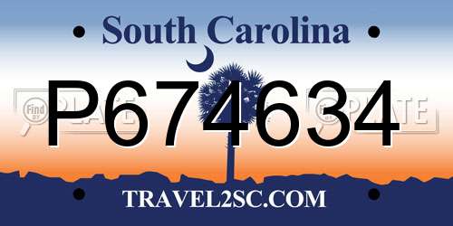 P674634 South Carolina License Plate