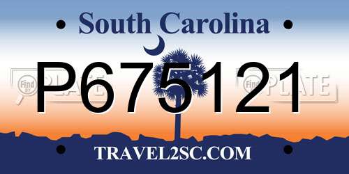 P675121 South Carolina License Plate