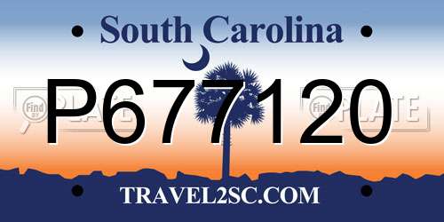 P677120 South Carolina License Plate