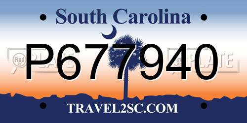 P677940 South Carolina License Plate
