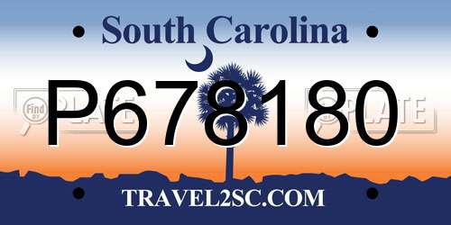 P678180 South Carolina License Plate