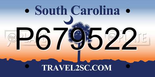 P679522 South Carolina License Plate