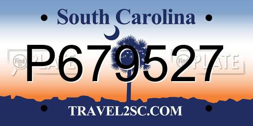 P679527 South Carolina License Plate