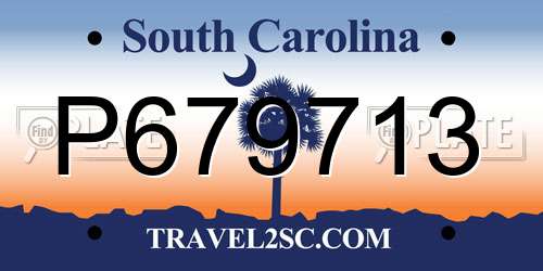 P679713 South Carolina License Plate