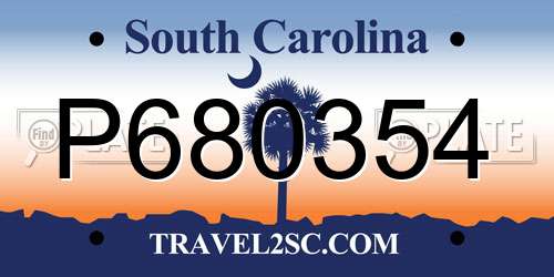 P680354 South Carolina License Plate