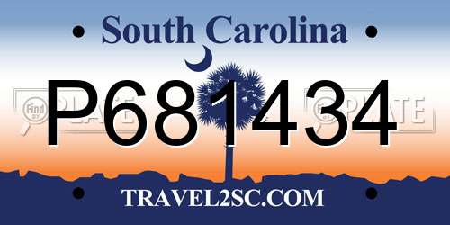 P681434 South Carolina License Plate