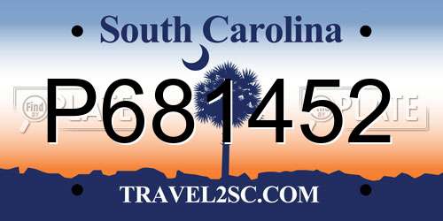 P681452 South Carolina License Plate