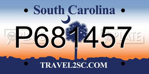P681457 South Carolina License Plate