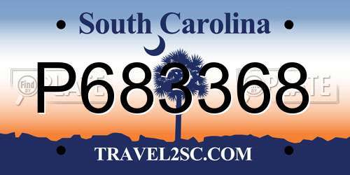 P683368 South Carolina License Plate