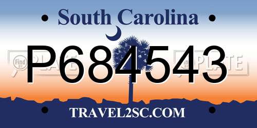 P684543 South Carolina License Plate