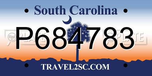 P684783 South Carolina License Plate