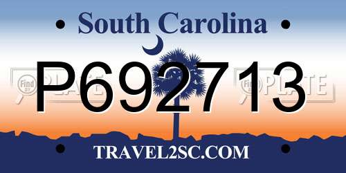 P692713 South Carolina License Plate