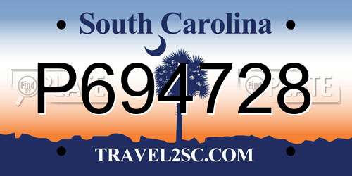 P694728 South Carolina License Plate