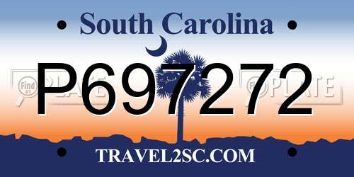 P697272 South Carolina License Plate