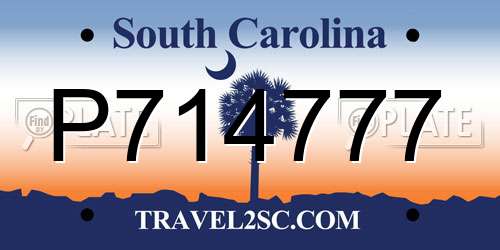 P714777 South Carolina License Plate