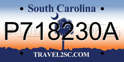 P718230A South Carolina License Plate