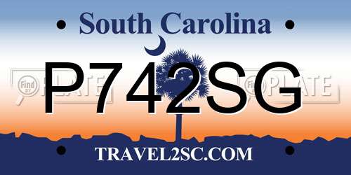 P742SG South Carolina License Plate