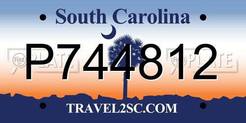 P744812 South Carolina License Plate