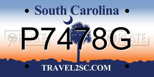 P7478G South Carolina License Plate
