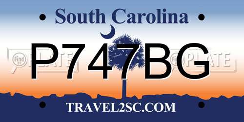 P747BG South Carolina License Plate