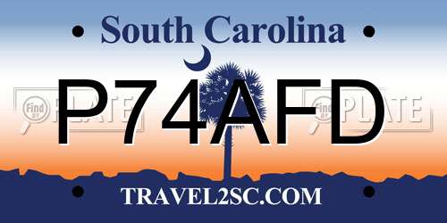 P74AFD South Carolina License Plate