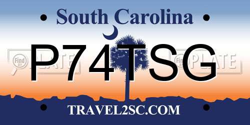 P74TSG South Carolina License Plate