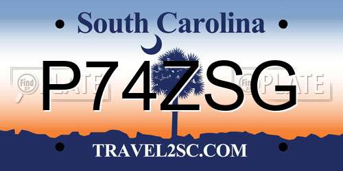 P74ZSG South Carolina License Plate