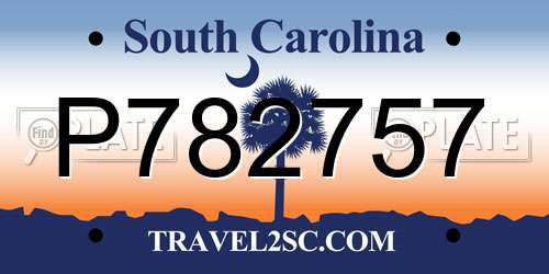 P782757 South Carolina License Plate