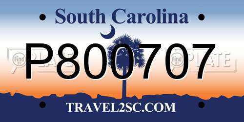 P800707 South Carolina License Plate