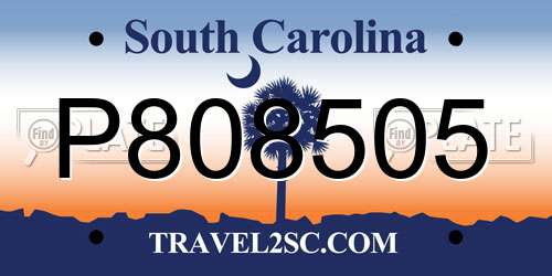 P808505 South Carolina License Plate